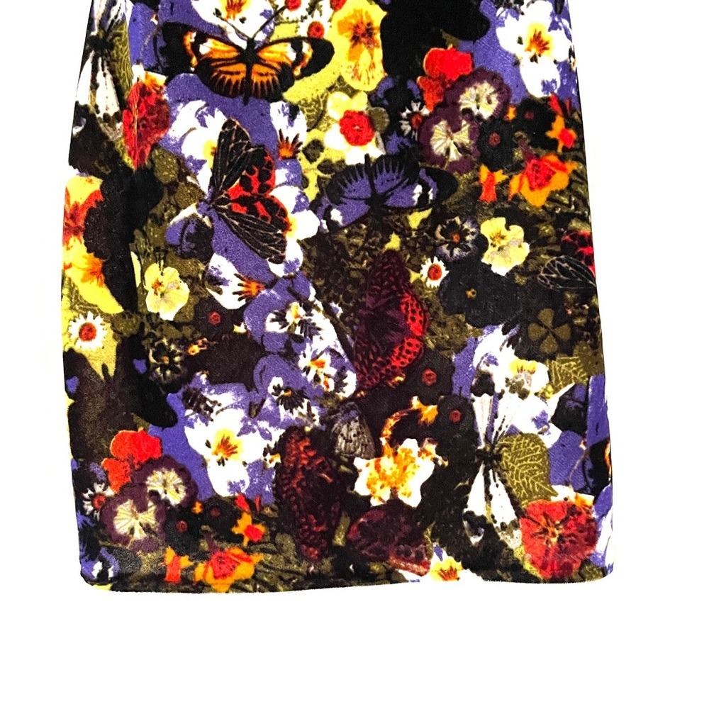Urban Outfitters Butterfly Floral Velvet Mini Dress Cowl Neck Slip Multi Color - Picture 4 of 10
